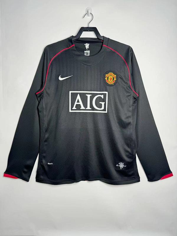 Manchester United Retro 2007/08 Visitante negra manga larga